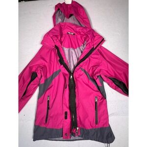Chaota Hooded Windbreaker Jacket Womens XL Pink Gray Good